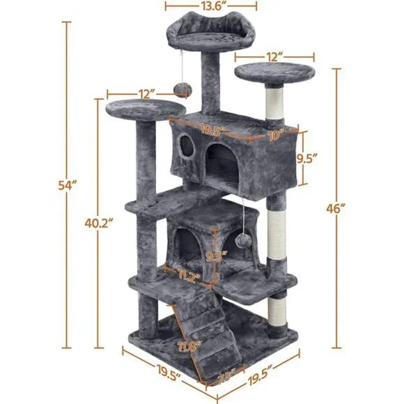 Cat Tree Tower Condo Furniture Scratch Post for Kittens Pet House Play, 54"